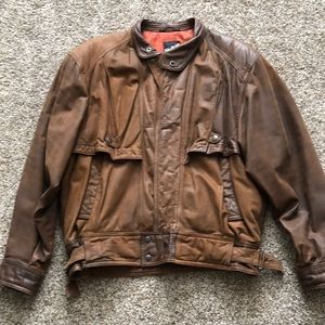 Thermolite brown genuine leather men’s jacket size extra large.